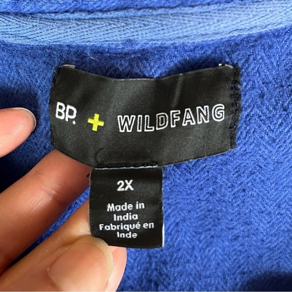 BP + Wildfang Blue Herringbone Flannel Button Up Shirt Women’s 2X - Picture 4 of 9